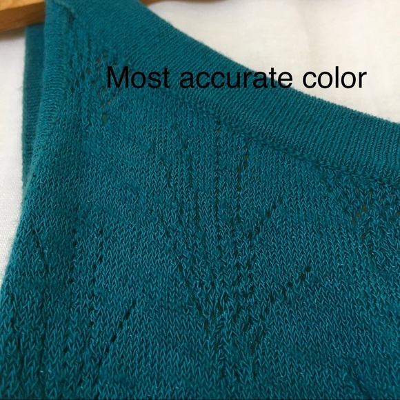 Dana Buchman Rayon Nylon Knit Sleeveless Tank Sz Large Teal Minimal Boho Office - Picture 10 of 12